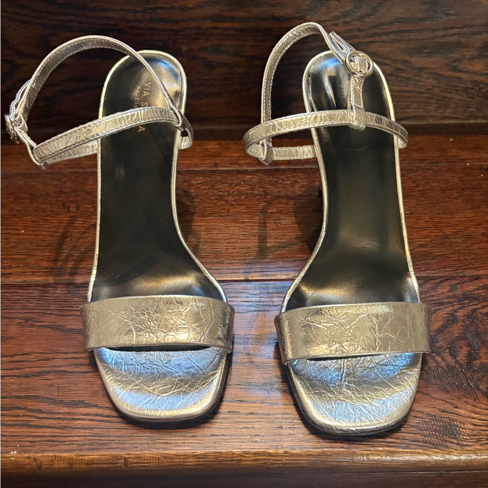 Via Spiga Metallic Silver Heels in size 6